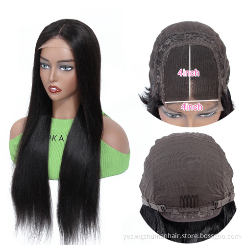 cheap wholesale human hair lace front wig vendor from china 4x4 handtied swiss lace closure brazilian human hair straight wave